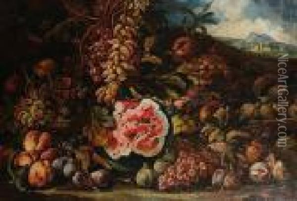 Still Life Of Fruit Oil Painting - Abraham Brueghel