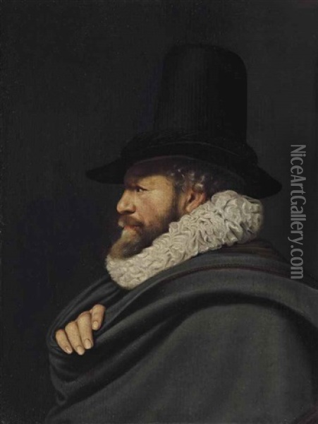 Portrait Of A Gentleman, Bust-length Oil Painting - Thomas De Keyser