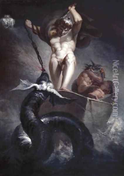 Thor battering the Midgard Serpent Oil Painting - Johann Henry Fuseli