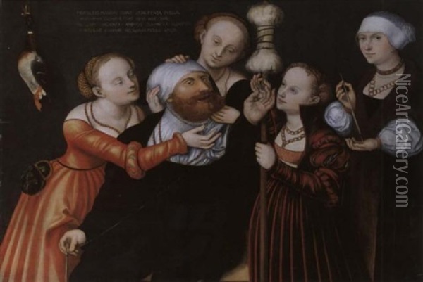 Herkules Und Omphale Oil Painting - Lucas Cranach the Elder