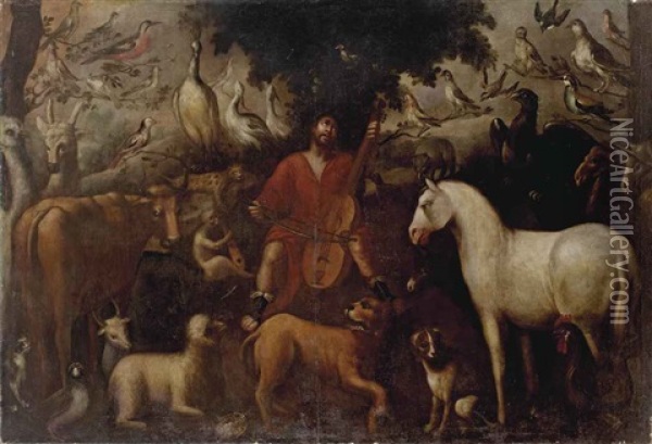 Orpheus Charming The Animals Oil Painting - Jan van Kessel the Younger