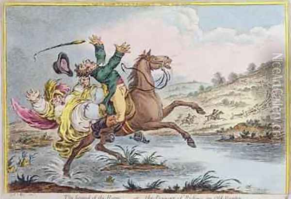 The Sound of the Horn or The Danger of Riding an Old Hunter Oil Painting - James Gillray