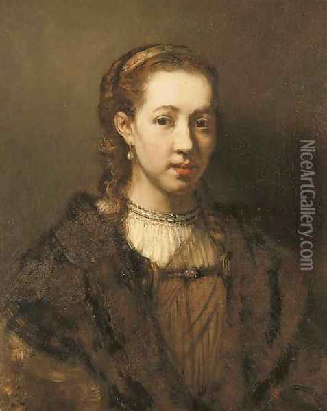 Portrait of a lady, traditionally said to be Hendrickje Stoffels Oil Painting - Harmenszoon van Rijn Rembrandt