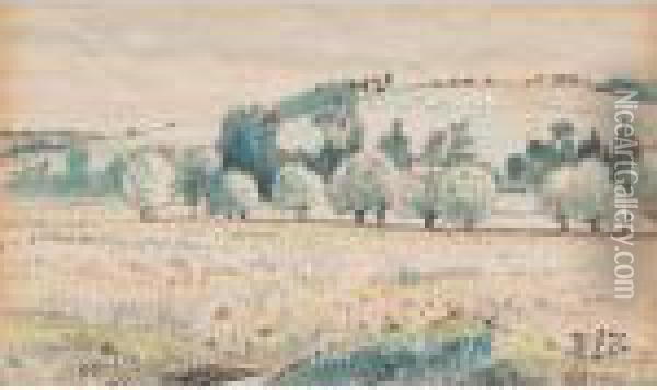 French Cornfield Oil Painting - Lucien Pissarro