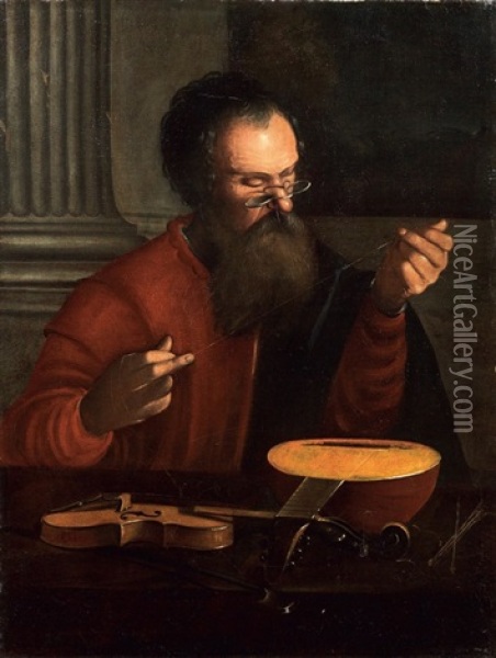Vecchio Che Accorda Il Liuto Oil Painting - Pietro Paolini