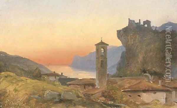A view of Nago at sunset Oil Painting - Wilhelm Peter Carl Petersen