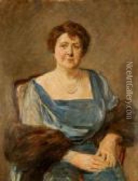 Bildnis Einer Unbekannten Dame Im Blauen Kleid Oil Painting - Max Liebermann