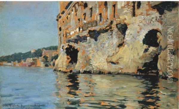 Napoli A Palazzo Donn'anna Oil Painting - Alceste Campriani