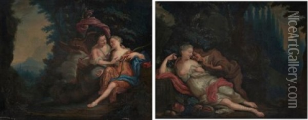 Vertumne Et Pomone Et Jupiter Et Callisto (pair) Oil Painting - Noel Nicolas Coypel