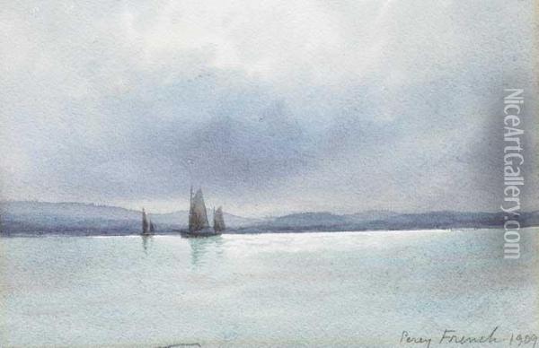 Sailboats On Carlingford Lough Oil Painting - William Percy French