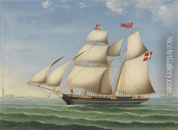 Schonerbrigg Johanne & Oluffa, Gefuhrt Von Capt. N.l.engers Aus Altona Oil Painting - Peter Christian Holm
