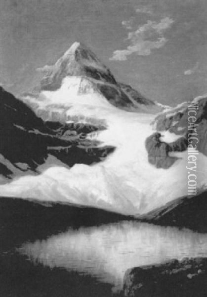 Mountain Lake With Glacier Oil Painting - Henry Howard Bagg