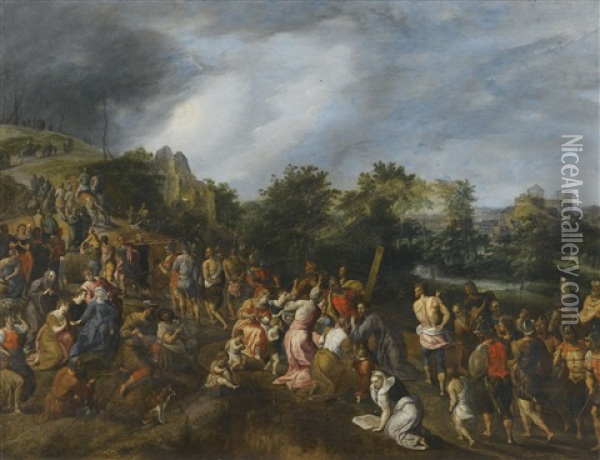 Christ On The Road To Calvary Oil Painting - Gillis Mostaert the Elder
