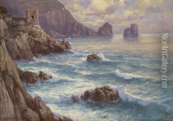 Capri. Blick Auf Die Kuste Und Das Meer Oil Painting - Max Usadel