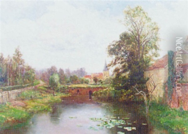 Country River Landscape Oil Painting - James Aumonier
