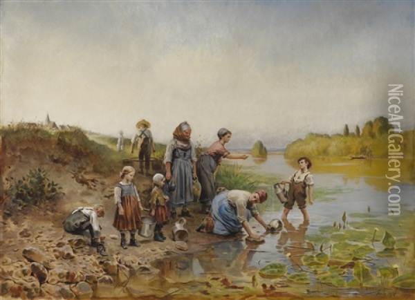 Porteurs D'eau De Village Oil Painting - Daniel Ridgway Knight