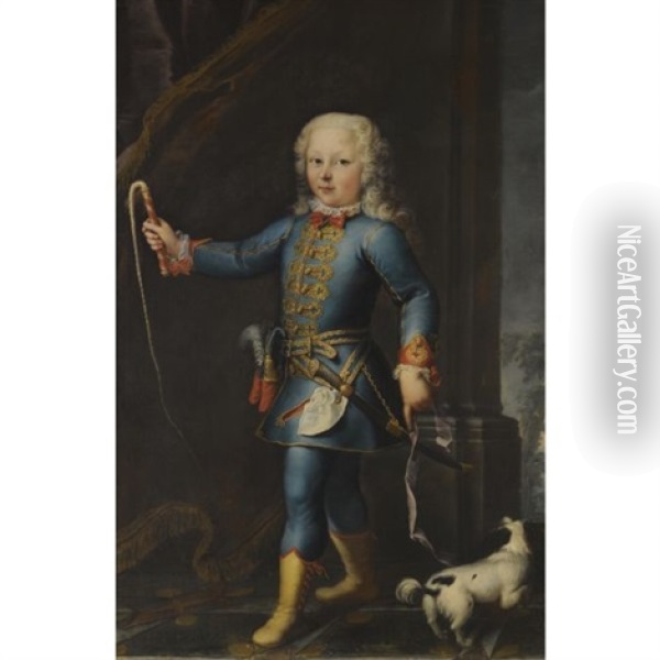 Portrait Of Michele Antonio Saluzzo, Full Length, With His Dog Oil Painting - Maria Giovanni Battista (La Clementina) Clementi