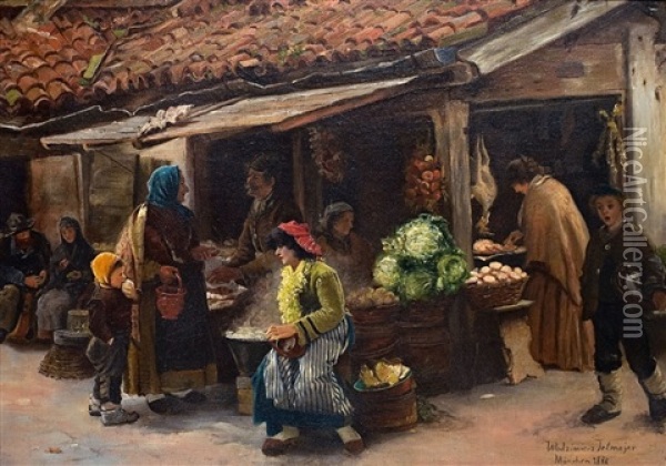 Auf Dem Markt Oil Painting - Wlodzimierz Tetmayer