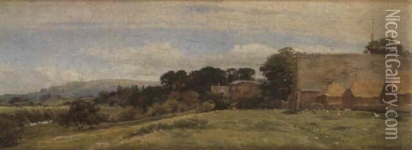 The Tithe Barn Bredon Oil Painting - Alfred William Parsons