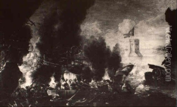 The Naval Battle At Lepanto Oil Painting - Jacques Courtois