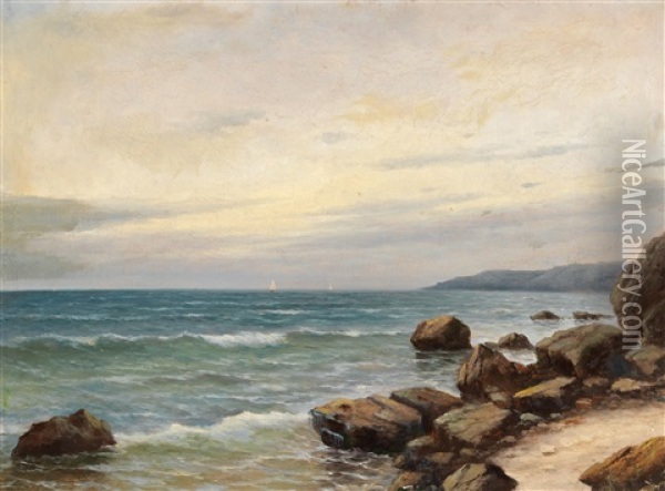 At The Coast Oil Painting - Grigorij Kapustin