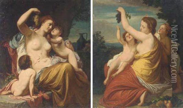 An Allegory Of Plenty; And Another Similar Oil Painting - Johann Baptiste Berdelle