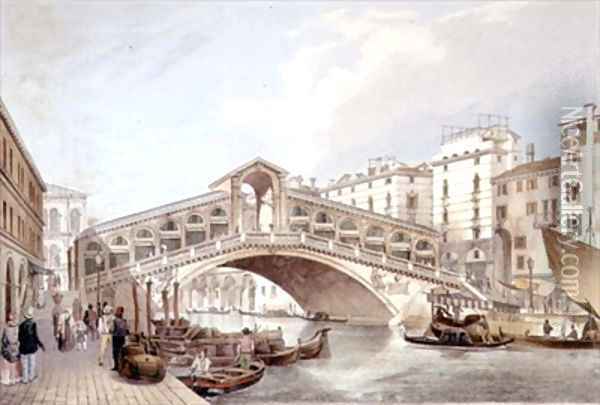 The Ponte di Rialto Venice Oil Painting - Cecchini, Giovanni Battista