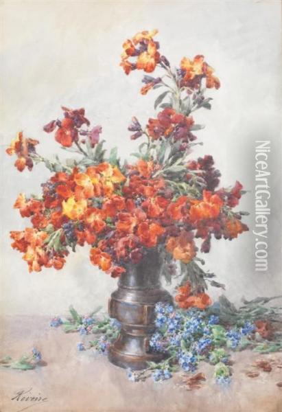 Bouquet De Fleurs Aux Bleuets Oil Painting - Francois Rivoire