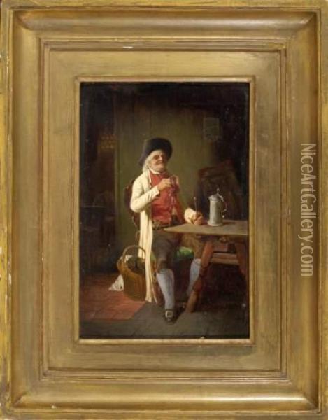 Der Weinkenner Oil Painting - Johann Ferdinand J. Hintze