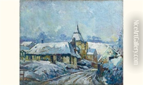 Village En Hiver Oil Painting - Theodore Earl Butler
