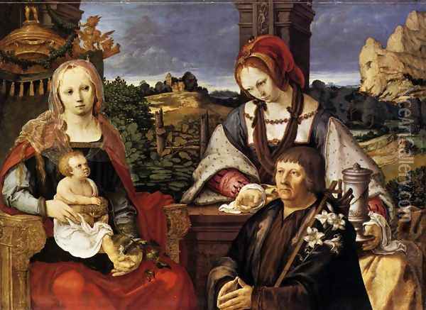 Virgin and Child with the Magdalen and a Donor 1522 Oil Painting - Lucas Van Leyden