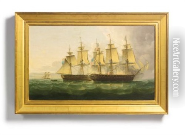 Uss Chesapeake And The Hms Shannon Oil Painting - Thomas Buttersworth