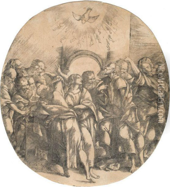 Die Ausgiessung Des Heiligen Geistes Oil Painting - Domenico Campagnola