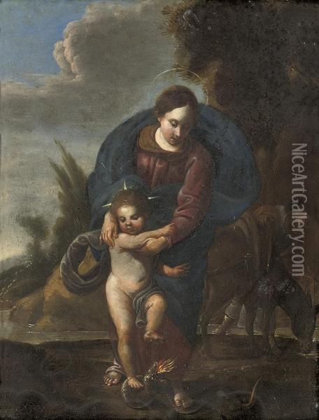 The Madonna And Child Vanquishing Original Sin Oil Painting - Carlo Bononi