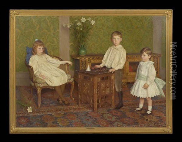 The Children Of L. Breitmeyer, Esq Oil Painting - Thomas Cooper Gotch