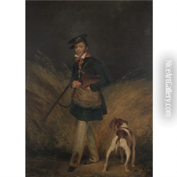 Huntsman And Dog Oil Painting - James Barenger the Elder