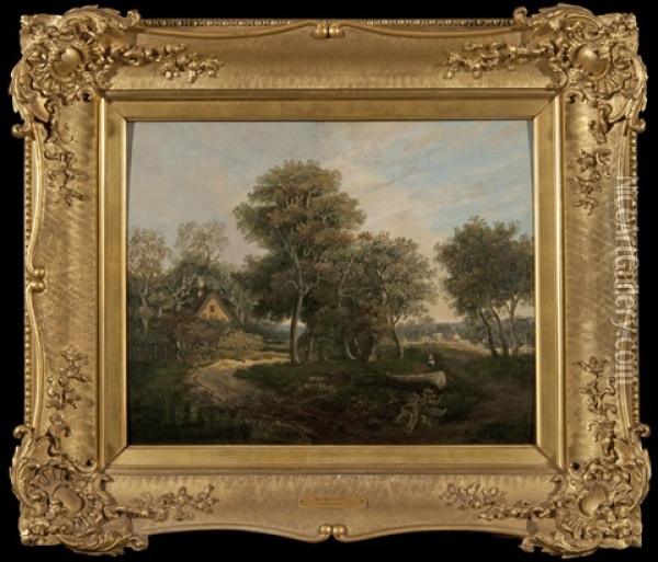 Figure In A Wooded Glade Oil Painting - John Berney Crome