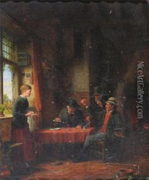 Closing A Bargain Oil Painting - Frederick Daniel Hardy