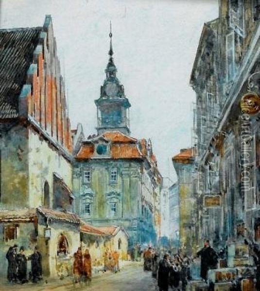The Old Synagogue In Prague Oil Painting - Friedrich Frank