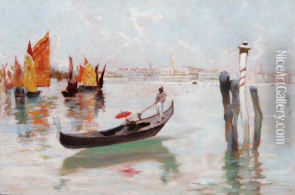 A Spring Morning On The Lagoon, Venice Oil Painting - David Woodlock
