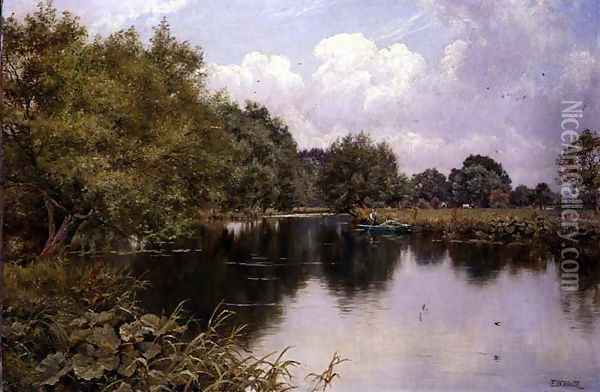 August on the Kennet, Speen, Berkshire, 1916 Oil Painting - Edward Wilkins Waite