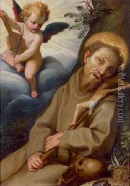 Der Stigmatisierte Hl. Franziskus Von Assisi Mit Einem Engel Oil Painting - Francesco Vanni