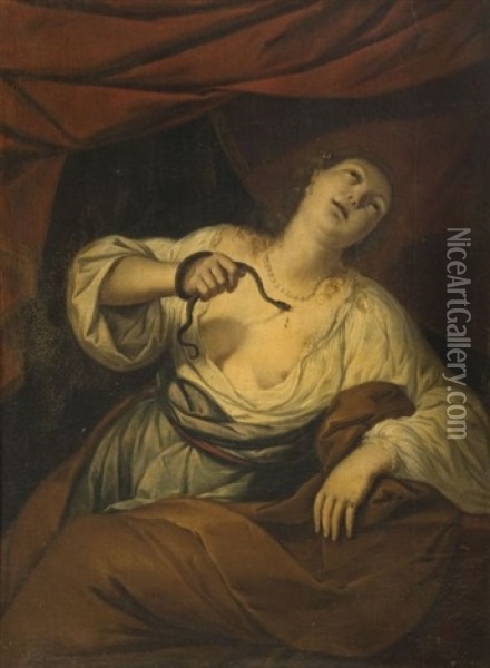 La Mort De Cleopatre (+ La Mort De Lucrece; Pair) Oil Painting - Giovanni Stefano Danedi