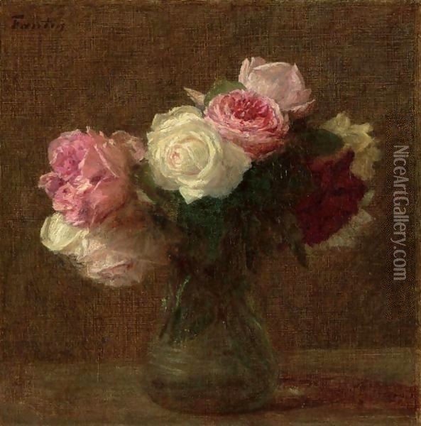 Roses 8 Oil Painting - Ignace Henri Jean Fantin-Latour