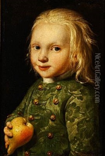 Portrait Of Brother Hannibal Vilhelm Ludvig Maaloe (+ Sister Wilhelmine Maaloe, Lrgr; Pair) Oil Painting - Jens Juel