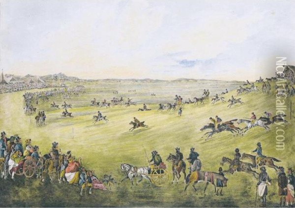 A Country Race Meeting Oil Painting - Walter Parry Hodges
