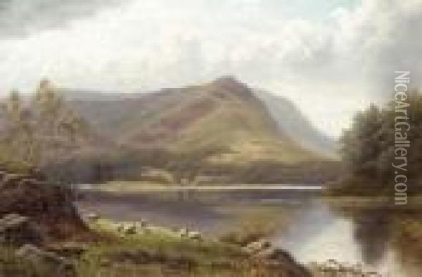 Grasmere Lake From Loughrigg Oil Painting - William Mellor