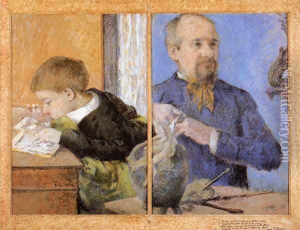 The Sculptor Aube And His Son Oil Painting - Paul Gauguin