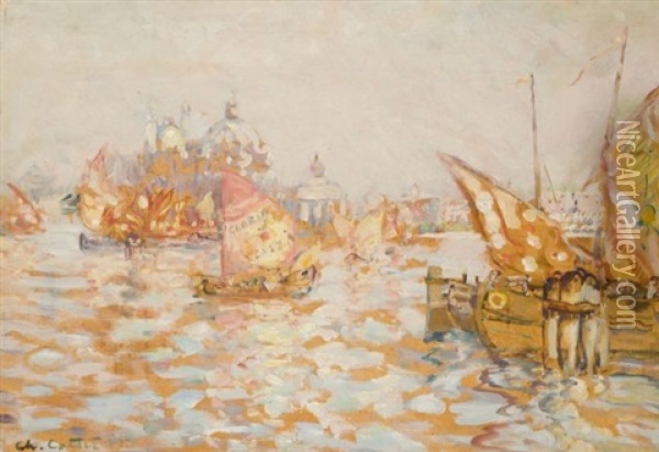 Bateaux Sur La Lagune De Venise Oil Painting - Charles Cottet