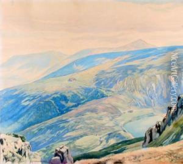 Weite Berglandschaft Mit Bergsee Oil Painting - Rudolf Reschreiter